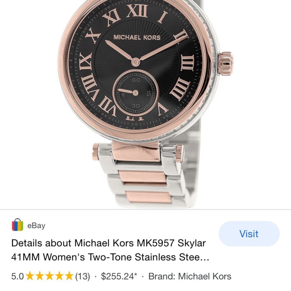 MK Skylar Black Dial TwoTone StainlessSteel Watch